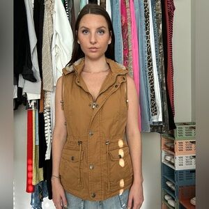 YMI Women's Brown Hooded Vest